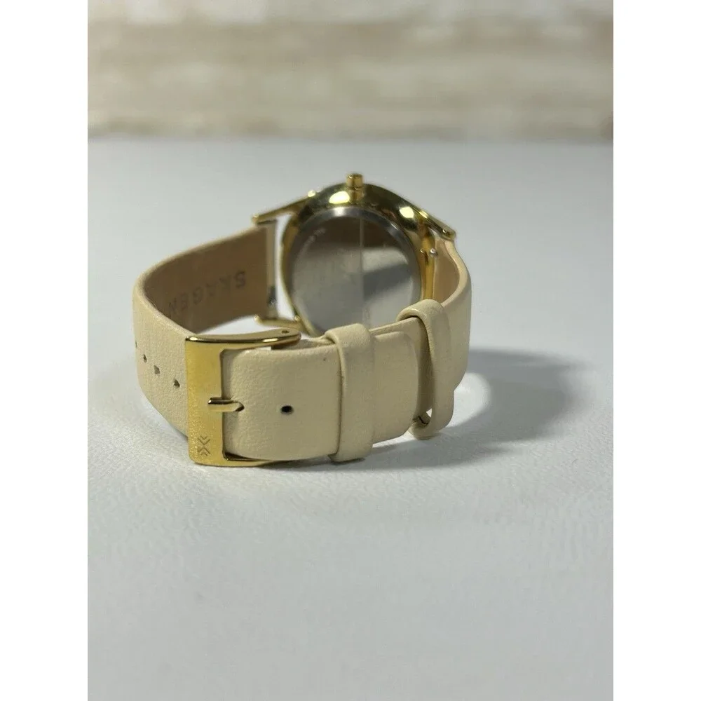 Skagen HOLST Watch SKW2452 Creme White Leather Gold Tone